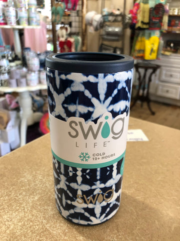 Blue & White Skinny Can Cooler (12oz)